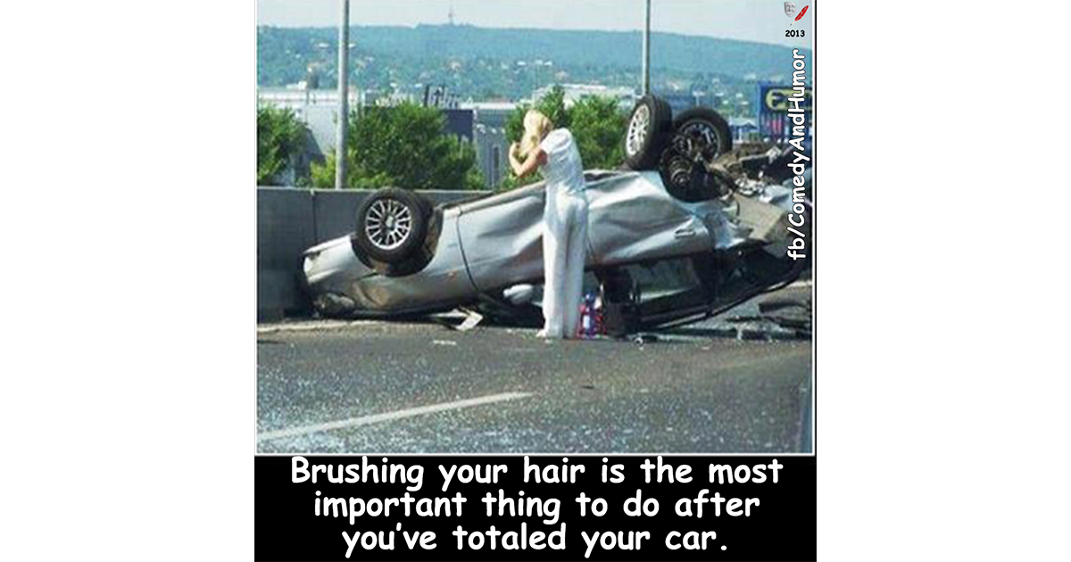 woman brushing her hair after accident