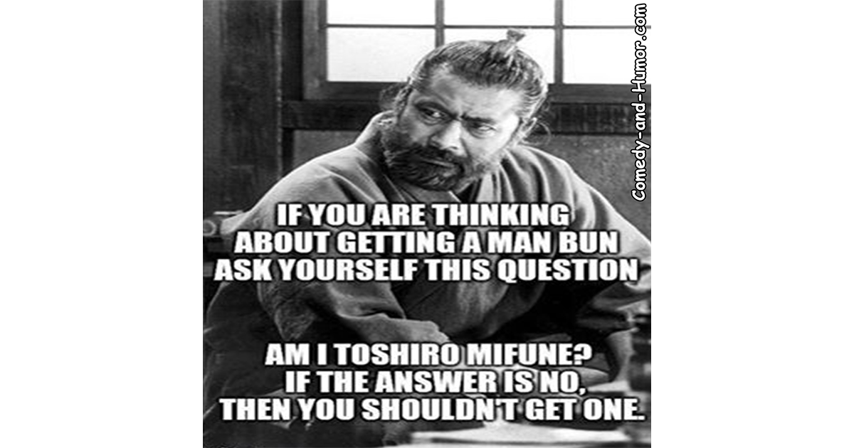 Toshiro Mifune with a man bun